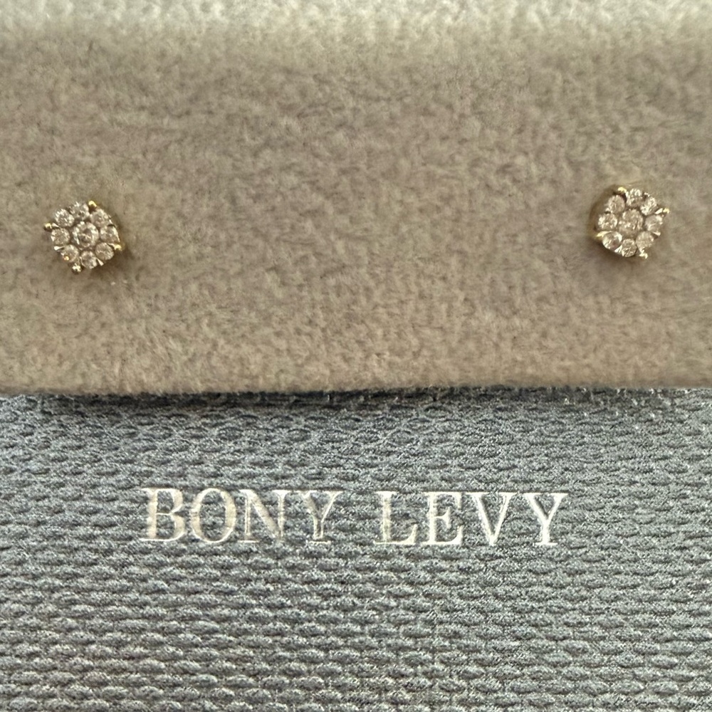 Bony Levy Gold and Silver Diamond Cluster Earrings